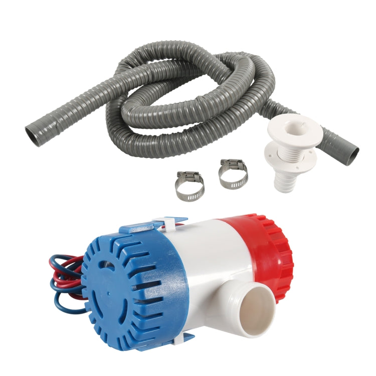 12V-1100GPH Boat / RV Bilge Sump Water Pump with Grey Drain Pipe, with Grey Drain Pipe