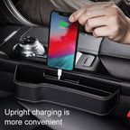 Car Multi-functional Console Box Cup Holder Seat Gap Side Storage Box, Leather Style, Brown Front Passenger Seat, Beige Front Passenger Seat, Black Front Passenger Seat, Black Main Driver Seat, Beige Main Driver Seat, Brown Main Driver Seat