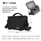 Cwatcun D67 Crossbody Camera Bag Photography Lens Shoulder Bag, 22 x 15 x 15cm S, 25.5 x 16 x 17cm M, 30.5 x 16.5 x 20cm L, 36 x 21 x 24cm XL