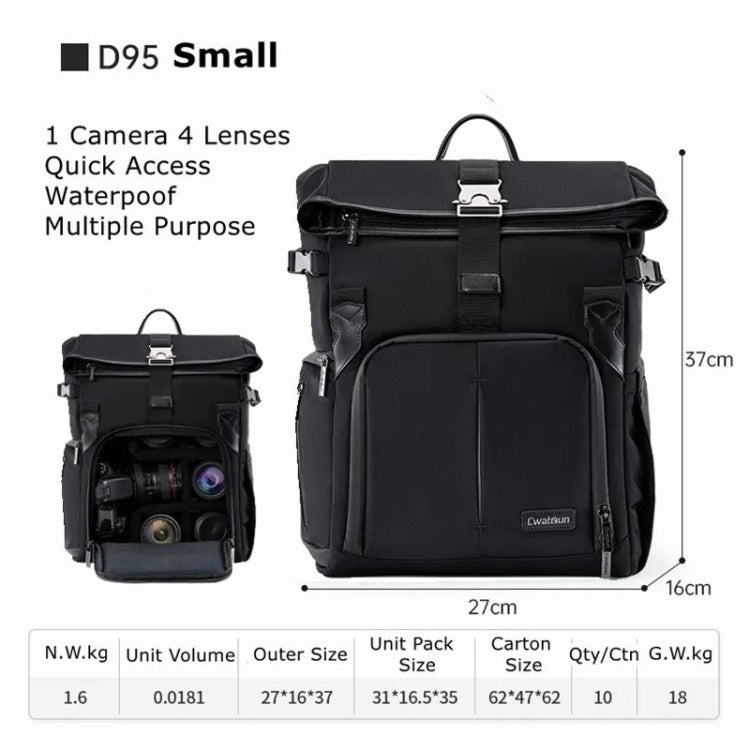 Cwatcun D95 Large Capacity Photography Backpack Shoulders Laptop Camera Bag, 27 x 37 x 16cm, 30.5 x 18 x 38cm