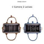 Cwatcun D112 Contrast Canvas Camera Bag One-shoulder Cross-body Tote Bag, 24.5 x 30 x 15.5cm