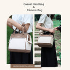 Cwatcun D112 Contrast Canvas Camera Bag One-shoulder Cross-body Tote Bag, 24.5 x 30 x 15.5cm