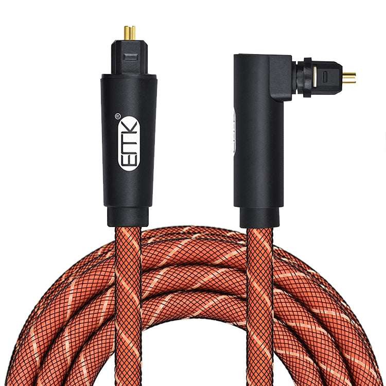 EMK 90 Degree Swivel Adjustable Right Angled 360 Degrees Rotatable Pulg Nylon Woven Mesh Optical Audio Cable, 50cm(Orange), 1m(Orange), 1.5m(Orange), 2m(Orange), 3m(Orange), 5m(Orange)
