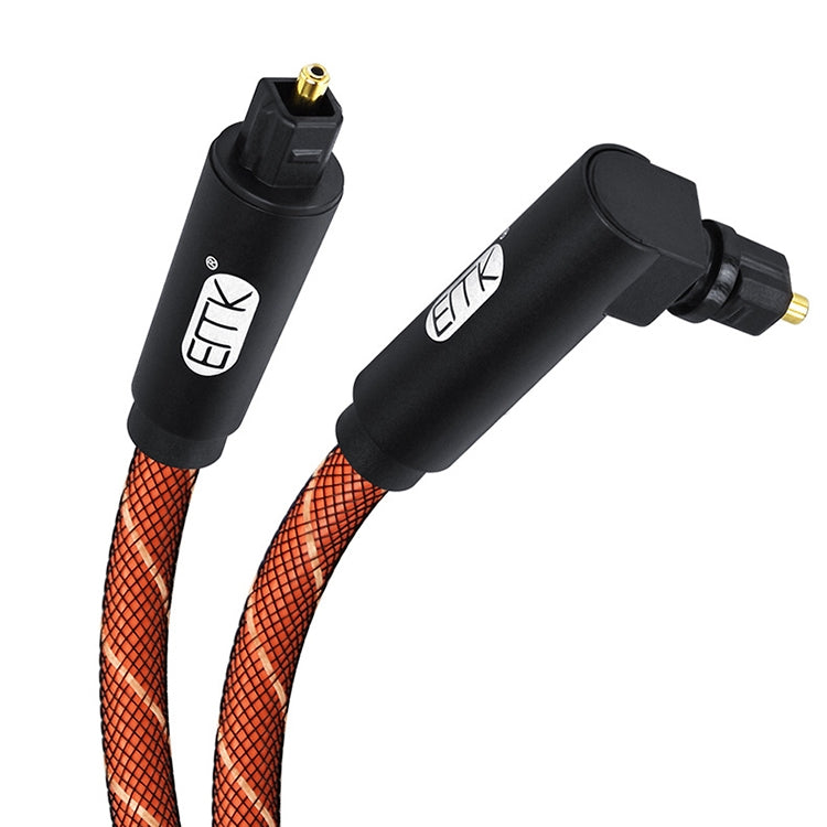 EMK 90 Degree Swivel Adjustable Right Angled 360 Degrees Rotatable Pulg Nylon Woven Mesh Optical Audio Cable, 50cm(Orange), 1m(Orange), 1.5m(Orange), 2m(Orange), 3m(Orange), 5m(Orange)