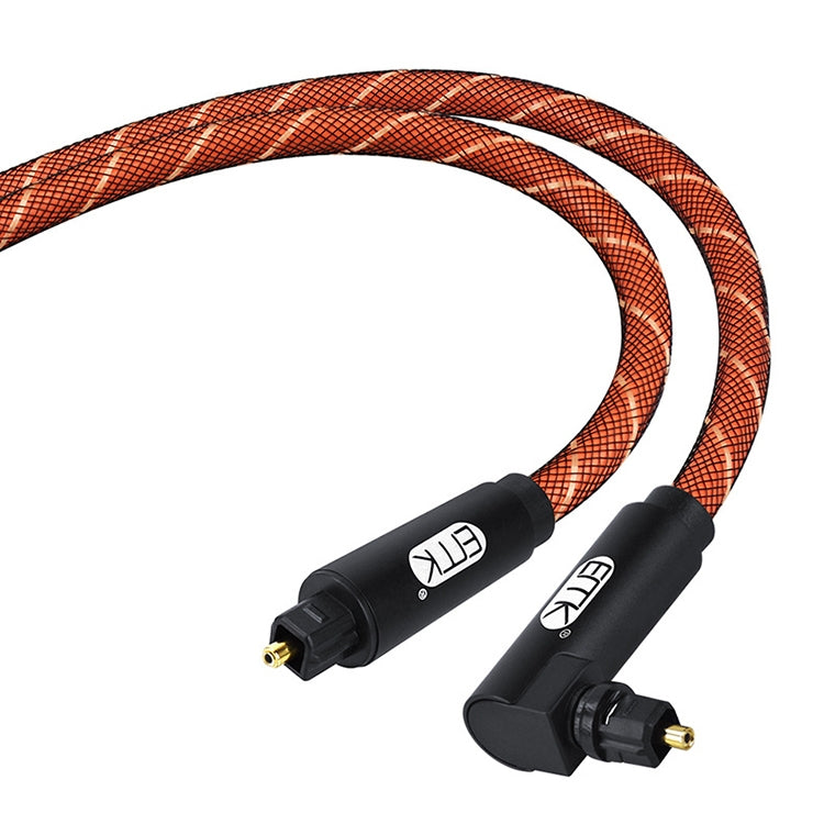 EMK 90 Degree Swivel Adjustable Right Angled 360 Degrees Rotatable Pulg Nylon Woven Mesh Optical Audio Cable, 50cm(Orange), 1m(Orange), 1.5m(Orange), 2m(Orange), 3m(Orange), 5m(Orange)