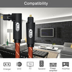 EMK 90 Degree Swivel Adjustable Right Angled 360 Degrees Rotatable Pulg Nylon Woven Mesh Optical Audio Cable, 50cm(Orange), 1m(Orange), 1.5m(Orange), 2m(Orange), 3m(Orange), 5m(Orange)