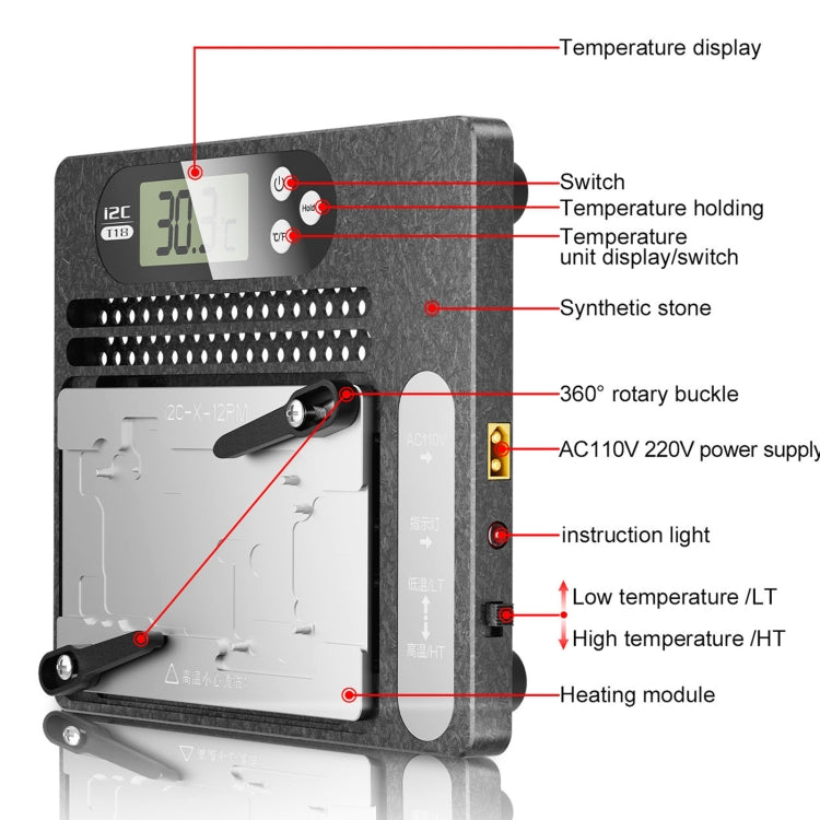 i2C T18 LCD Display PCB Motherboard Layered Desoldering Station With Glue Removal Module, With Glue Removal Module