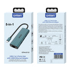 Onten UC121 5 in 1 USB-C / Type-C to USB 3.0 HUB with 5V Input & 100Mbps Network Card, UC121