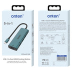 Onten UC126 5 in 1 USB-C / Type-C to Dual HDM I+ USB2.0 + PD3.0 Multi-function HUB Docking Station, UC126
