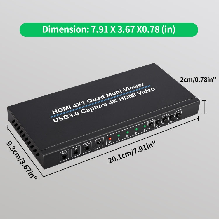 NK-941S 4K HDMI 4x1 Screen Splitter + USB3.0 Video Capture All In One Machine, NK-941S