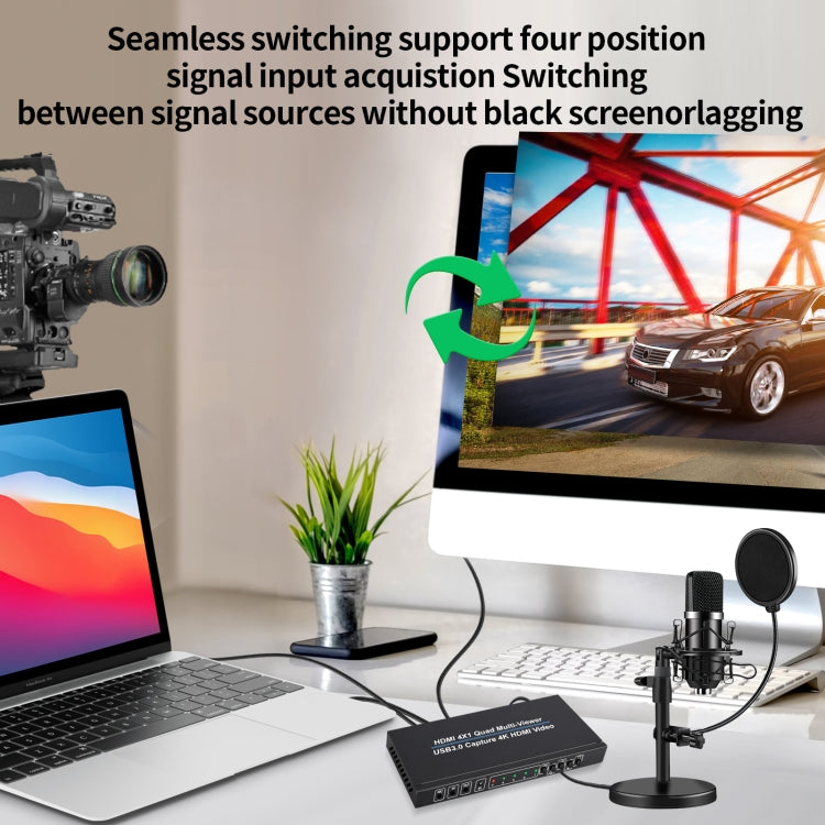 NK-941S 4K HDMI 4x1 Screen Splitter + USB3.0 Video Capture All In One Machine, NK-941S