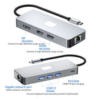 BYL-2401 8 in 1 Type-C to PD100W + USB3.0 + HDMI + DP + RJ45 HUB Docking Station, BYL-2401