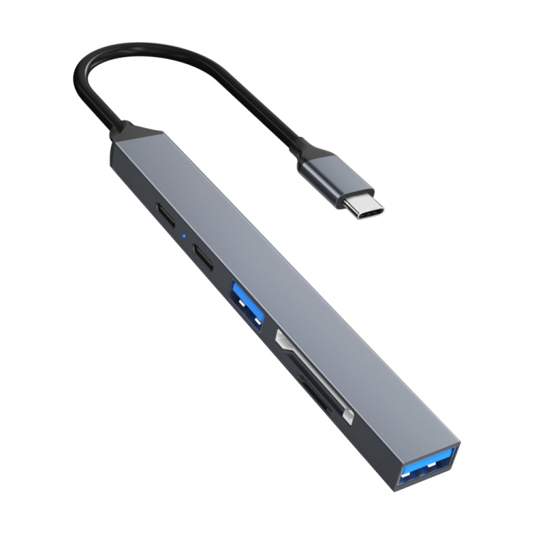 ADS-807 PD100 6 in 1 Type-C to PD100W + USB3.0 + USB2.0 + SD/TF HUB Docking Station, ADS-807