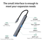 ADS-807 PD100 6 in 1 Type-C to PD100W + USB3.0 + USB2.0 + SD/TF HUB Docking Station, ADS-807