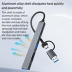 ADS-807D 6 in 1 USB + Type-C to PD100W + USB3.0/2.0 + SD/TF HUB Docking Station, ADS-807D