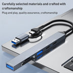 ADS-807D 6 in 1 USB + Type-C to PD100W + USB3.0/2.0 + SD/TF HUB Docking Station, ADS-807D