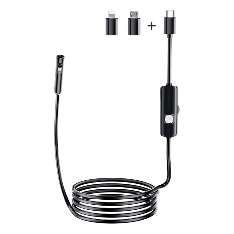 AN112 8mm Double Lenses HD Industry Endoscope Type-C + Micro USB + 8 Pin Connection, 1m Soft Tube, 2m Soft Tube, 3.5m Soft Tube, 5m Soft Tube, 10m Soft Tube