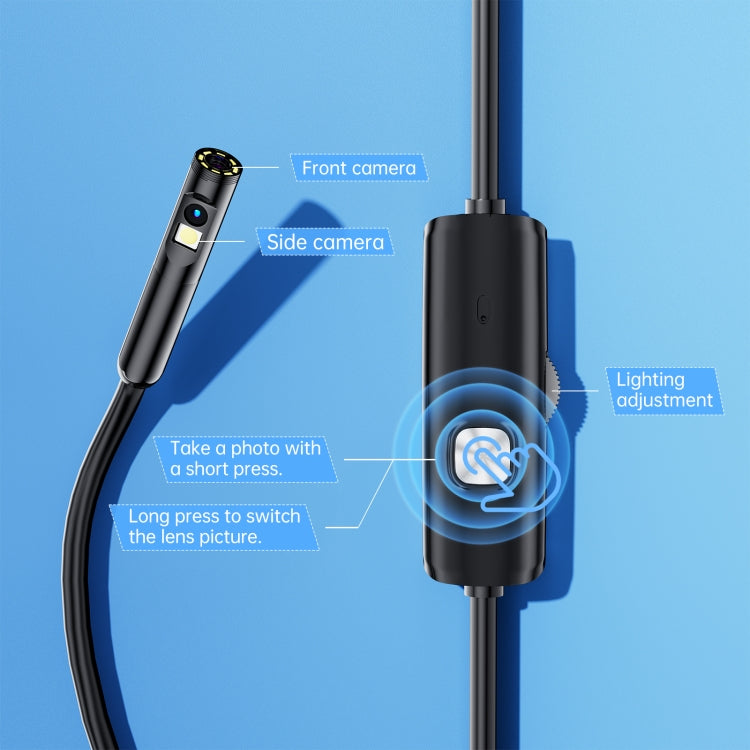 AN112 8mm Double Lenses HD Industry Endoscope Type-C + Micro USB + 8 Pin Connection, 1m Hard Tube, 2m Hard Tube, 3.5m Hard Tube, 5m Hard Tube, 10m Hard Tube