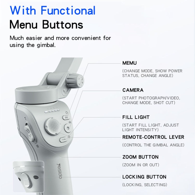 Yesido SF18 Phone Stabilizer Three-Axis Anti-Shake Handheld Gimbal