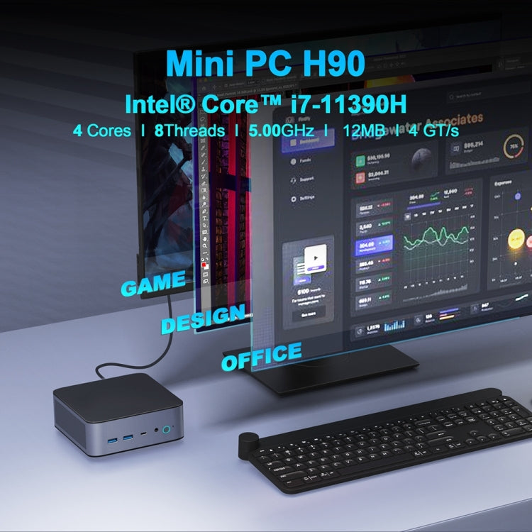 GXMO H90 Windows 11 Intel Core i7 11390H Processor Mini Computer, Without RAM & SSD, 16GB+512GB