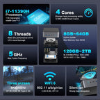GXMO H90 Windows 11 Intel Core i7 11390H Processor Mini Computer, Without RAM & SSD, 16GB+512GB