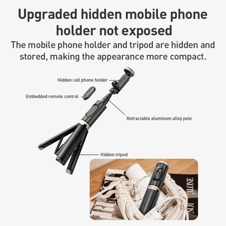 ZGA S02 Bluetooth Remote Control Hidden Tripod Selfie Stick, S02