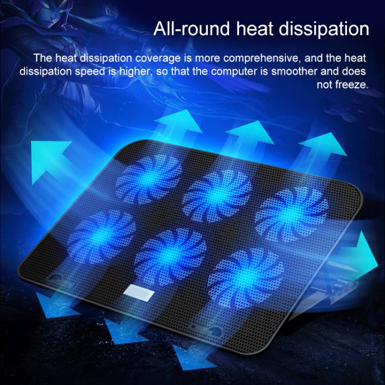ICE COOREL Notebook Computer Base Speed Control Silent Six-fan Cooling Holder Cooling Rack, Style: Premium Edition, Style: Premium Edition(Lvory), Style: Premium Edition(Dazzling Red), Style: Premium Edition(Black Gold)                                 ...