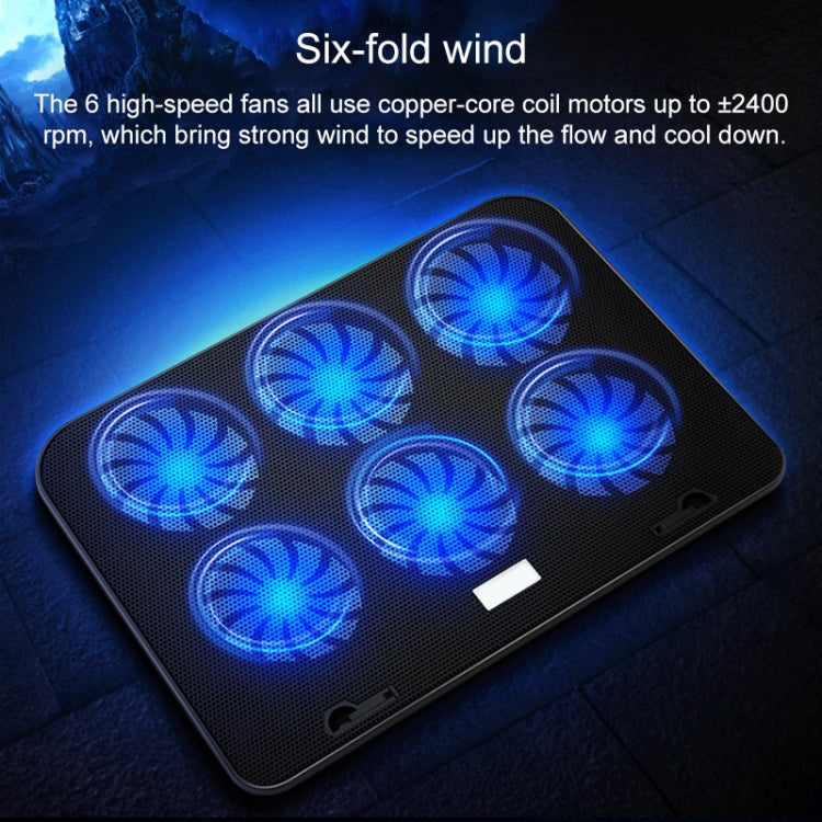 ICE COOREL Notebook Computer Base Speed Control Silent Six-fan Cooling Holder Cooling Rack, Style: Premium Edition, Style: Premium Edition(Lvory), Style: Premium Edition(Dazzling Red), Style: Premium Edition(Black Gold)                                 ...