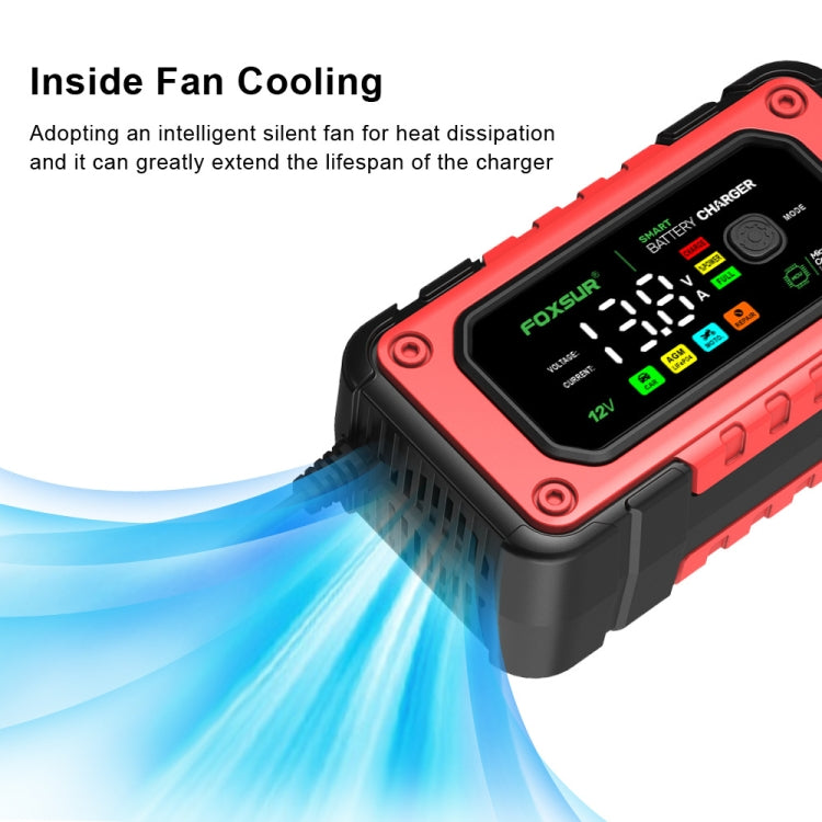 FOXSUR 7A 12V Car / Motorcycle Smart Battery Charger, EU Plug, US Plug, UK Plug