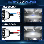 T02 1 Pair 2.5 inch Car Bifocal LED Lens Headlight, Left Driving, T02