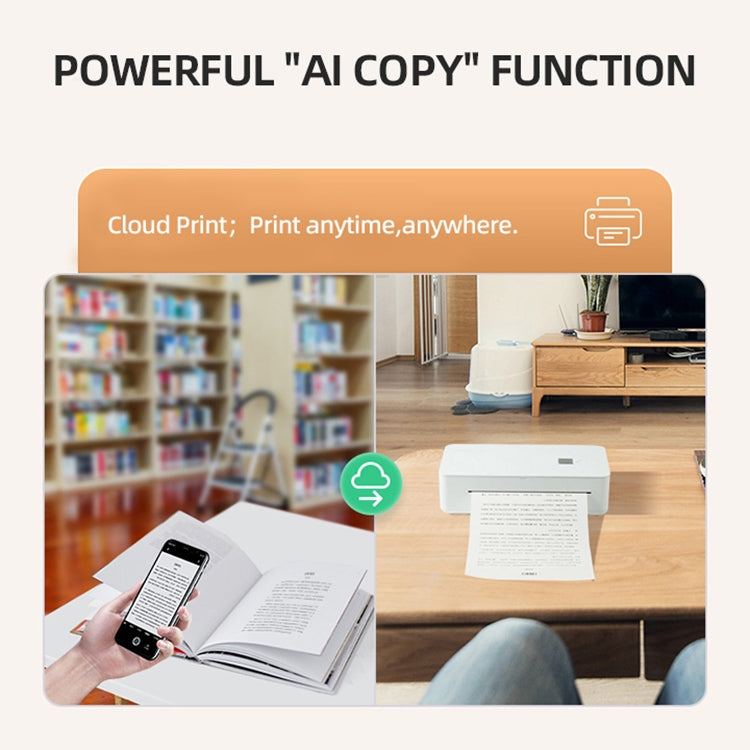 A4LE Portable Bluetooth HD Thermal Printer for Home Office Study, US Plug, EU Plug, UK Plug, AU Plug