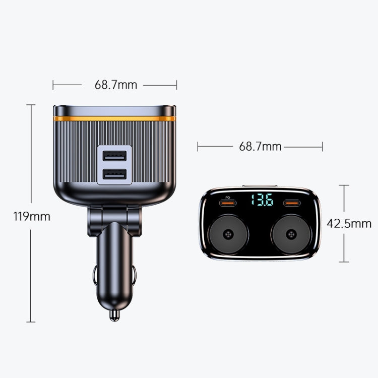 C27 6 in 1 PD45W Type-Cx2+USBx2 Car Cigarette Lighter Fast Charging Charger, C27