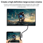 Micro HDMI Male Elbow to HDMI Female 4K UHD 18Gbps Connection Cable, 20cm