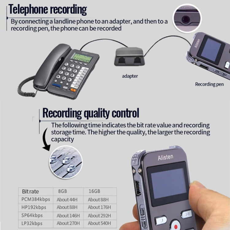 JNN X26 Mini Portable Voice Recorder with OLED Screen, 16GB, 8GB