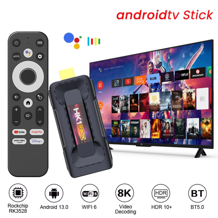 HK1 RBOX D8 RK3528 Android 13.0 Quad Core 8K HD Wifi6 Bluetooth TV Stick, 2GB+16GB, 4GB+32GB