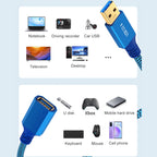 Printer / Hard Disk USB 3.0 Male to Female Extension Cable, 0.3m, 0.6m, 1m, 2m, 3m