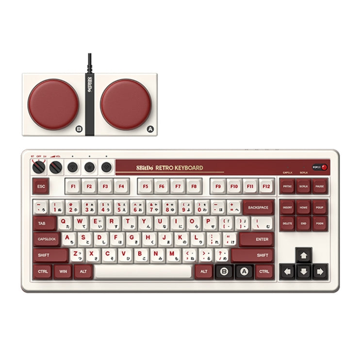 8Bitdo Retro Wireless Bluetooth Tri-Mode Mechanical Keyboard, Red Keyboard, Grey Keyboard