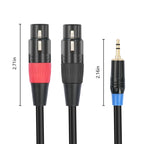 TC195BUXK107RE 3.5mm Male to Dual XLR 3pin Female Audio Cable, 1m, 2m, 3m