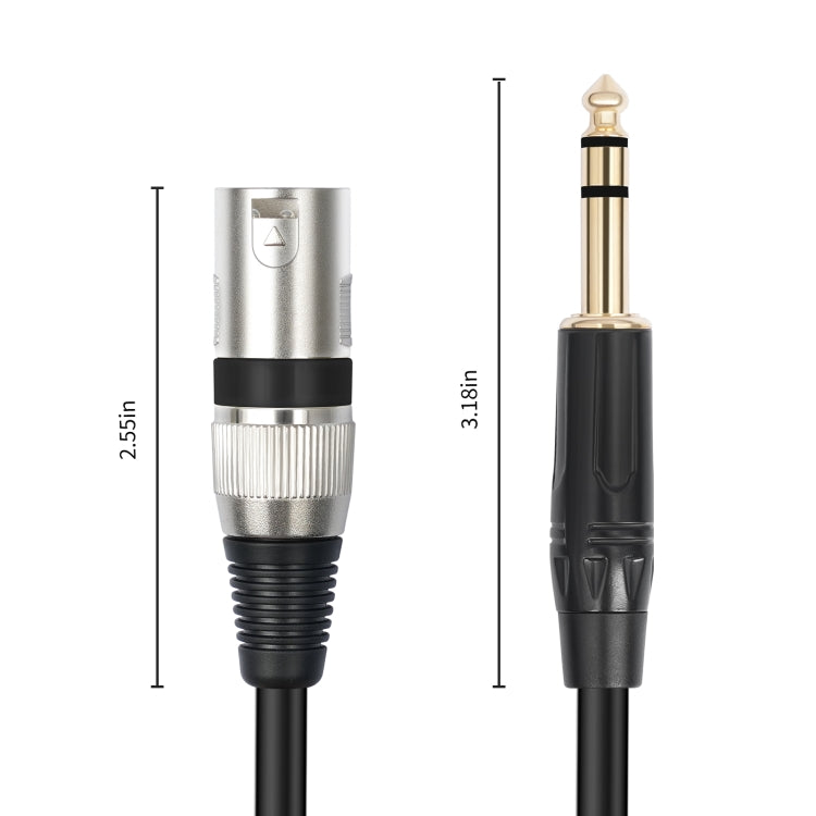 TC145BK55 6.35mm 1/4 TRS Male to XLR 3pin Male Microphone Cable, 1m, 2m, 3m, 5m, 10m