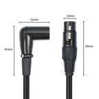 XK042L XLR 3pin Straight Female to Elbow Male Audio Cable, 0.3m, 1m, 2m, 3m, 5m, 10m
