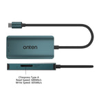 Onten C12 3 in 1 USB-C / Type-C to CFepress Type-A & SD & TF Card Reader, C12