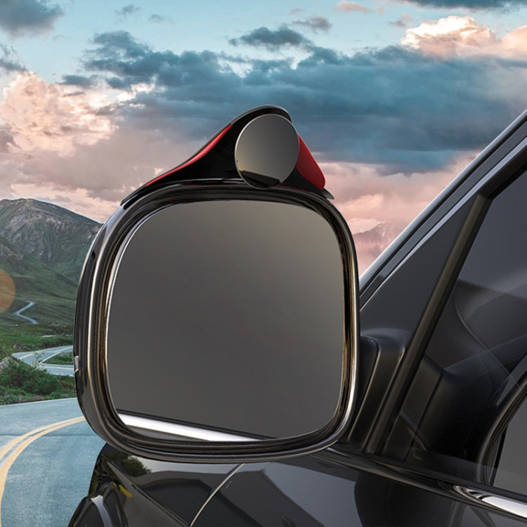 3R 3R-157 2 in 1 Car Auxiliary HD Blind Spot Mirror with Carbon Fiber Texture Rain Shield, Round Shape, Oval Shape