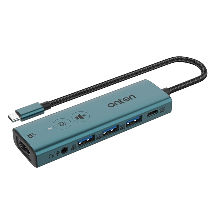 Onten UC123+ USB-C / Type-C to HDTV Multi-function HUB Docking Station with Button, UC123+ (Grey), UC123+ (Green)