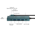 Onten UC123+ USB-C / Type-C to HDTV Multi-function HUB Docking Station with Button, UC123+ (Grey), UC123+ (Green)