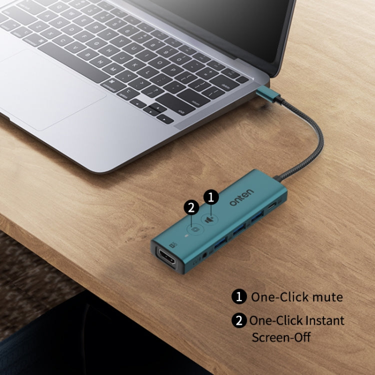 Onten UC123+ USB-C / Type-C to HDTV Multi-function HUB Docking Station with Button, UC123+ (Grey), UC123+ (Green)