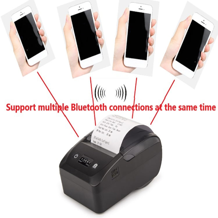 BT-581 58mm USB-C/Type-C + Bluetooth Portable Thermal Printer, EU Plug, US Plug