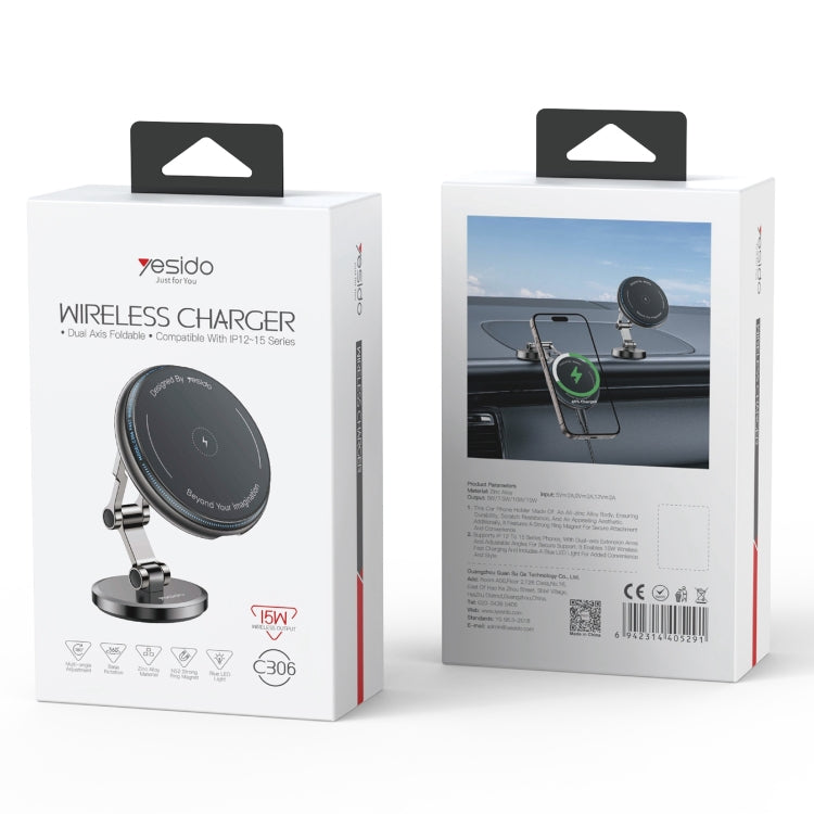 Yesido C306 15W Car Magnetic Wireless Charging Holder