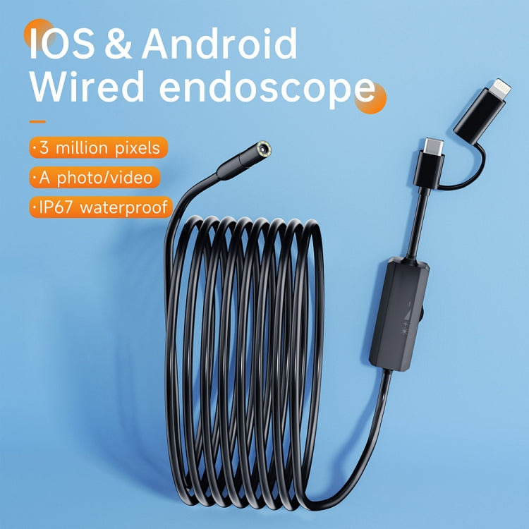AN112 2 in 1 USB-C / Type-C + 8 Pin Interface 5.5mm HD Industry Endoscope, 1m Soft Tube, 2m Soft Tube, 3.5m Soft Tube, 5m Soft Tube, 10m Soft Tube, 1m Hard Tube, 2m Hard Tube, 3.5m Hard Tube, 5m Hard Tube, 10m Hard Tube