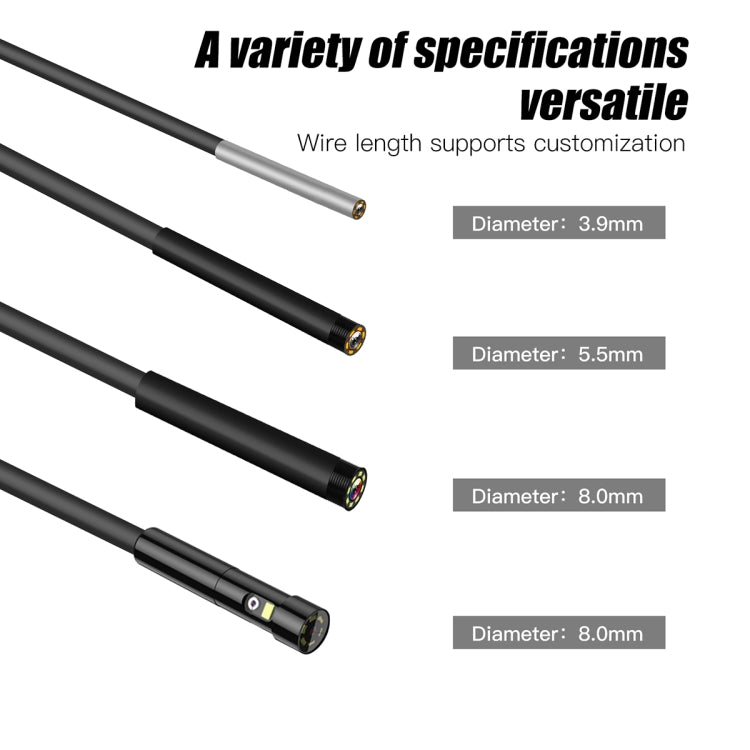 T20 4.3 inch IPS Screen 8mm Single Camera IP67 Waterproof Hard Cable Digital Endoscope, 1m, 2m, 3.5m, 5m, 10m