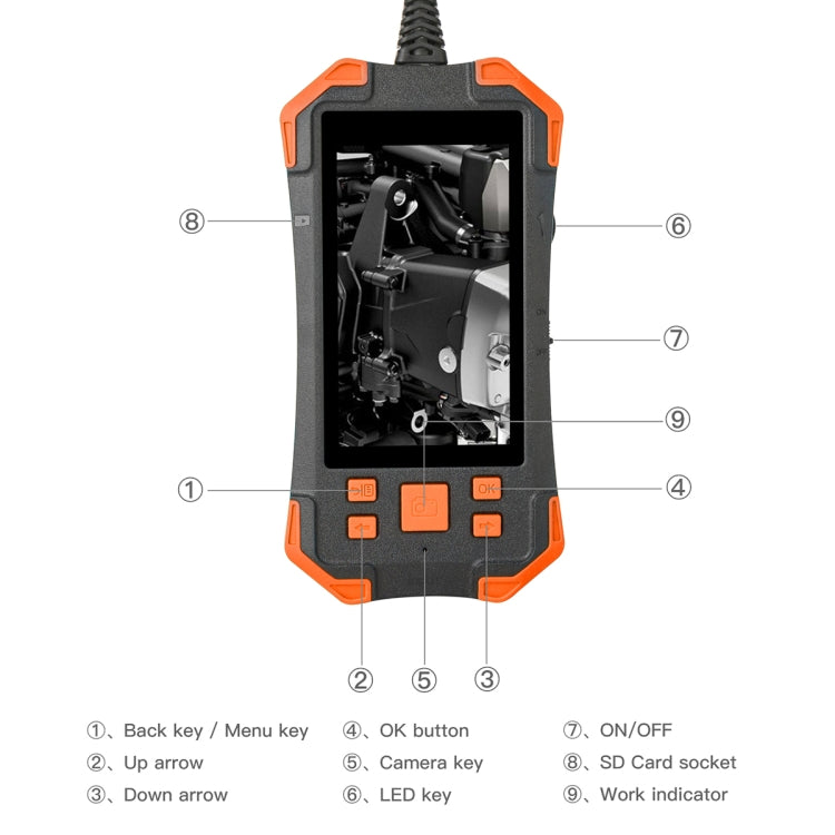 T20 4.3 inch IPS Screen 3.9mm Single Camera IP67 Waterproof Hard Cable Digital Endoscope, 1m, 2m, 3.5m, 5m